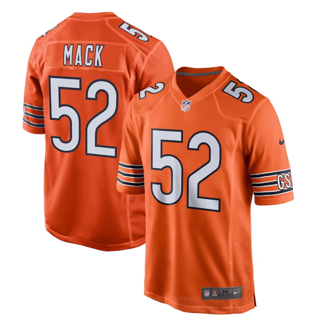 mens nike khalil mack orange chicago bears game jersey